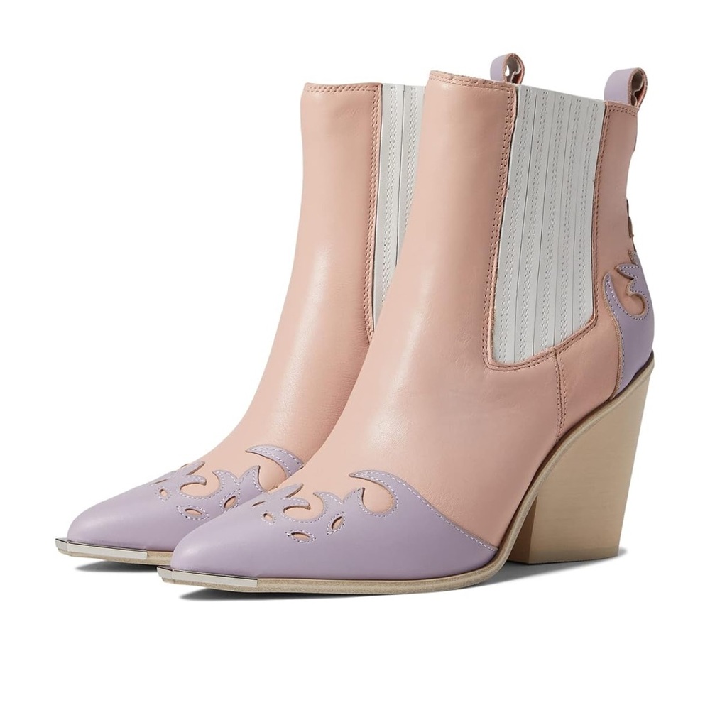 NWOT Steve Madden Women’s Cowboy Cowgirl Pink Multi Heeled Boots Size 6